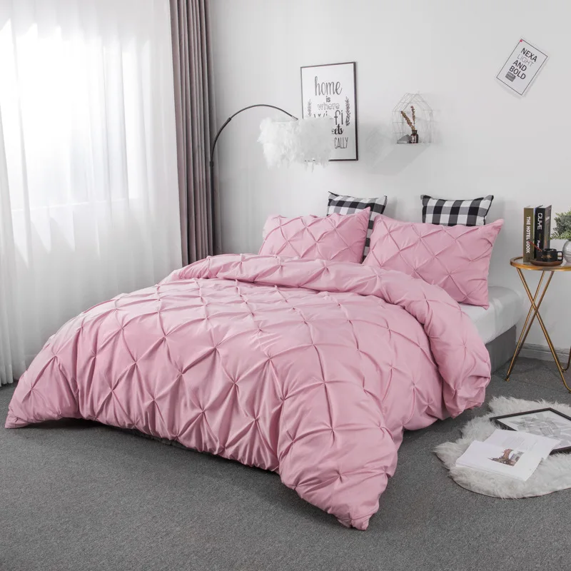 

White Duvet Cover Set Pinch Pleat 2/3pcs Twin/Queen/King Size Bedclothes Bedding Sets Luxury Home Hotel Use(no filling no sheet)