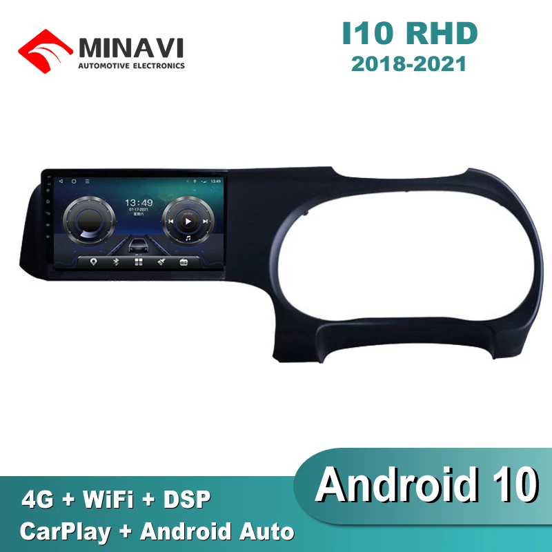 Автомагнитола для HYUNDAI I10 RHD 2018-2021 10 дюймов мультимедийный проигрыватель