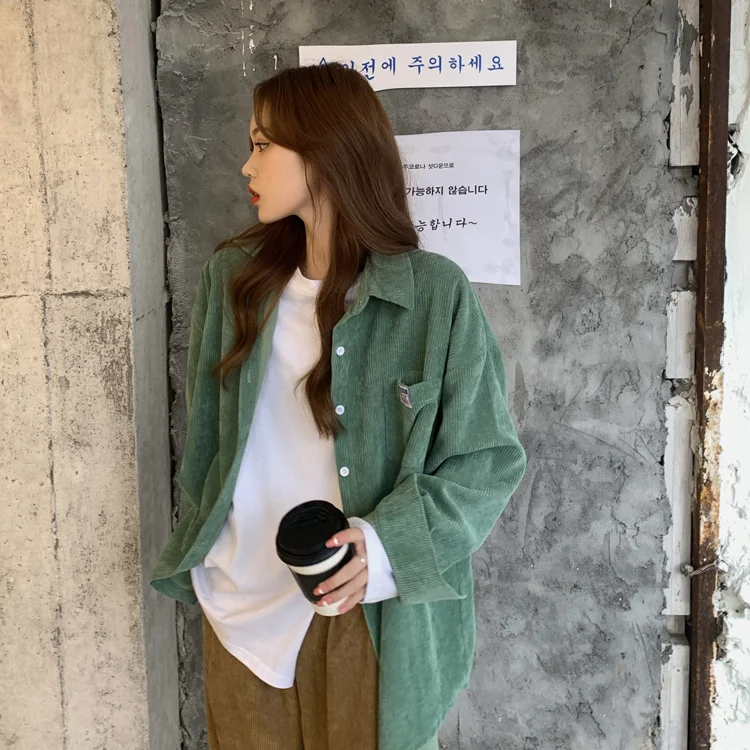 

Real Shot Korean Style Autumn Retro Simple Wide
