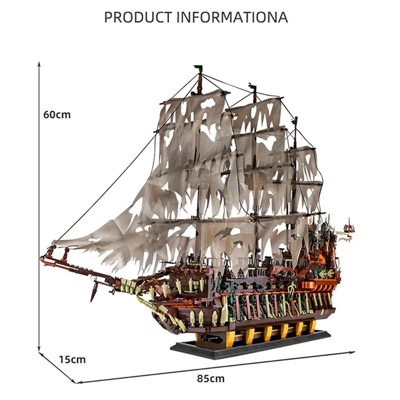 

Classic Pirates of the Caribbean The Flying Dutchmans Ship Pirate Modular MOC Building Blocks Bricks Educational Kids Toys Gifts