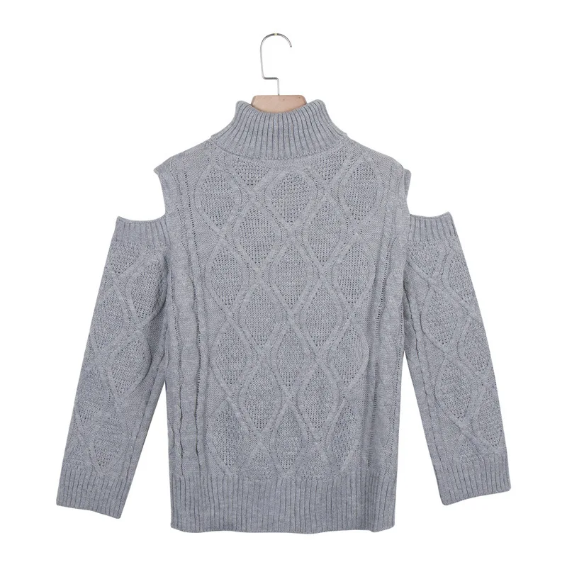 Женский трикотажный свитер с высоким воротом свободный Однотонный открытыми