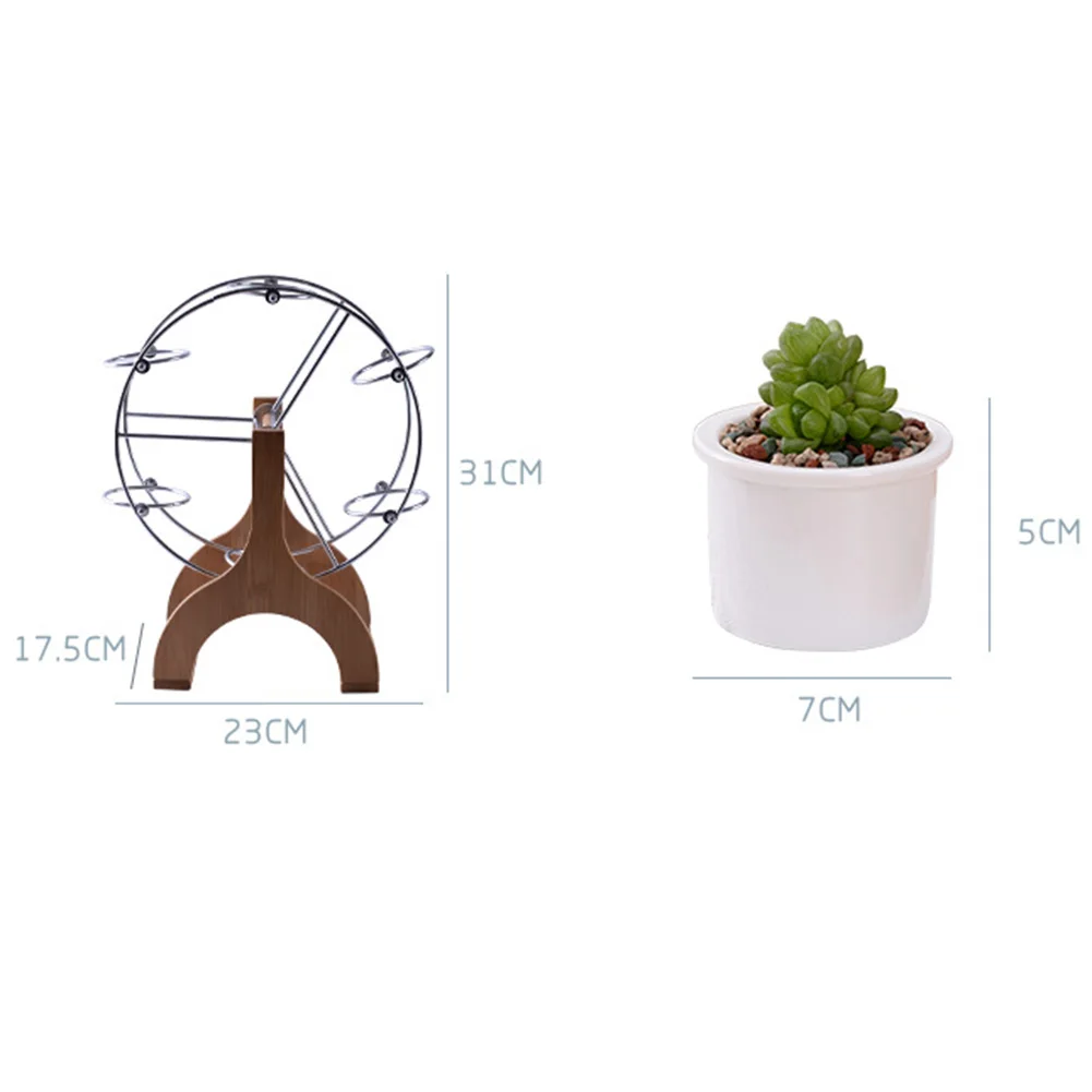 

Cute Ferris Wheel Shaped Flower Pot Stands Holder with 6 Round Ceramic Succulent Plant for Home Garden Office Deskt Dropshipping
