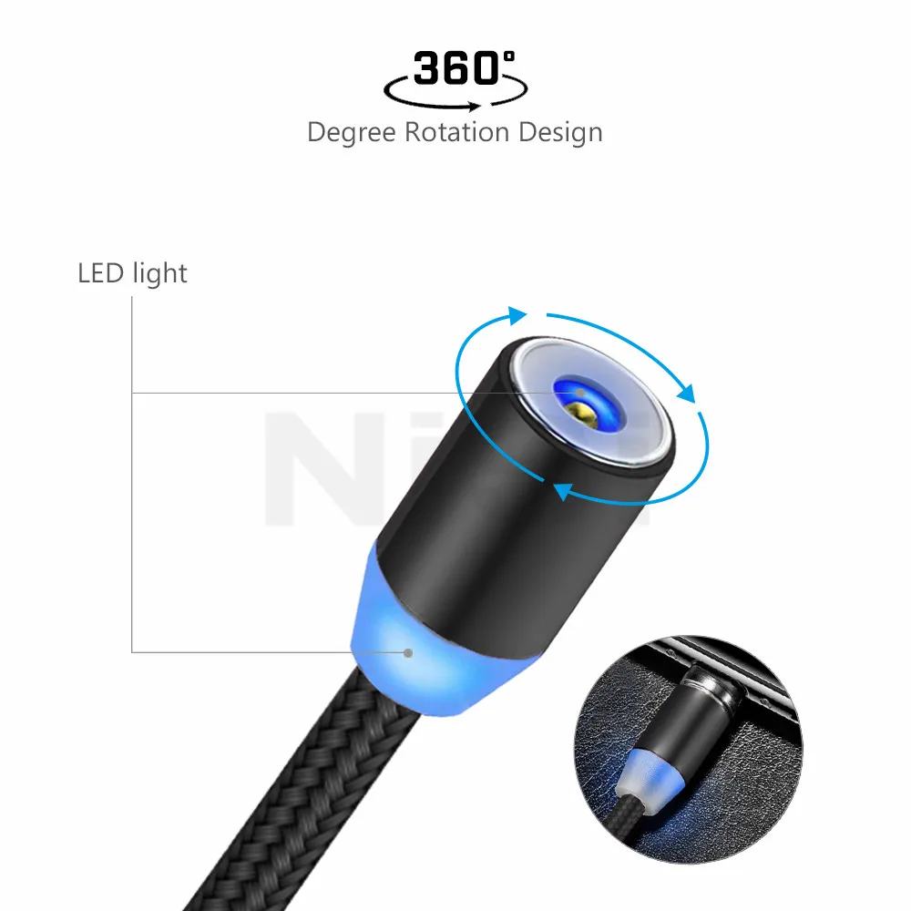 Магнитный зарядный кабель Micro USB Type-C настенный для Samsung A7 2018 Nokia 6 Huawei Y5 Y6 Y7 P Smart ZTE Blade