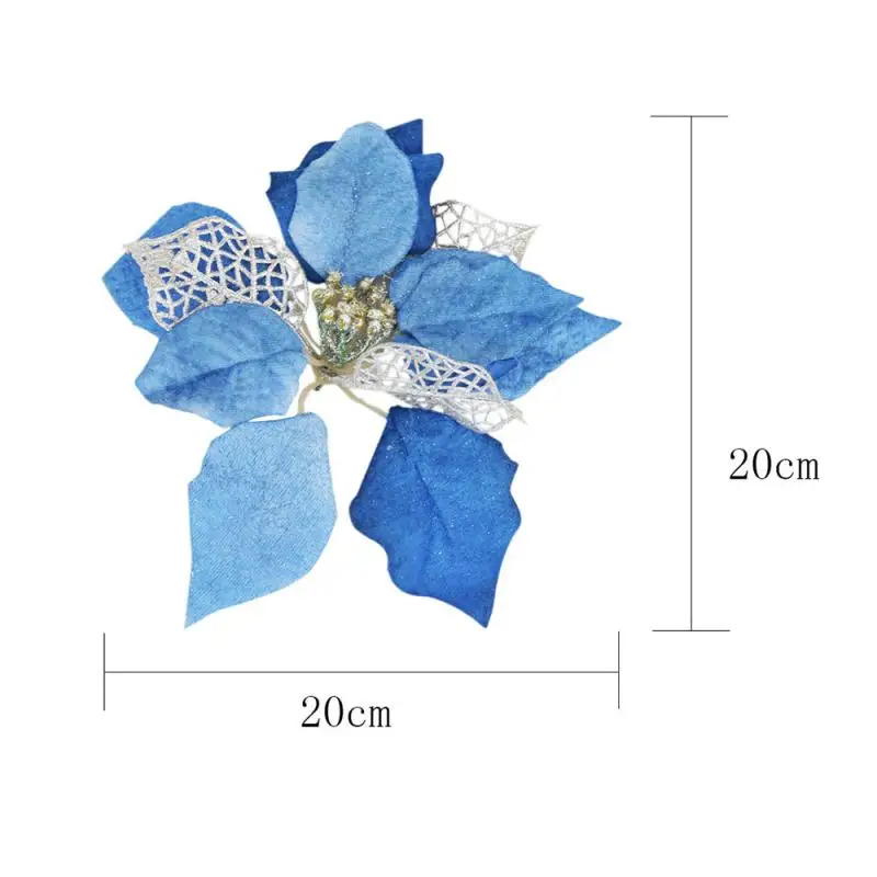 Poinsettia Блестящий Декор Цветок Рождественская елка-украшения свадебные-орнамент