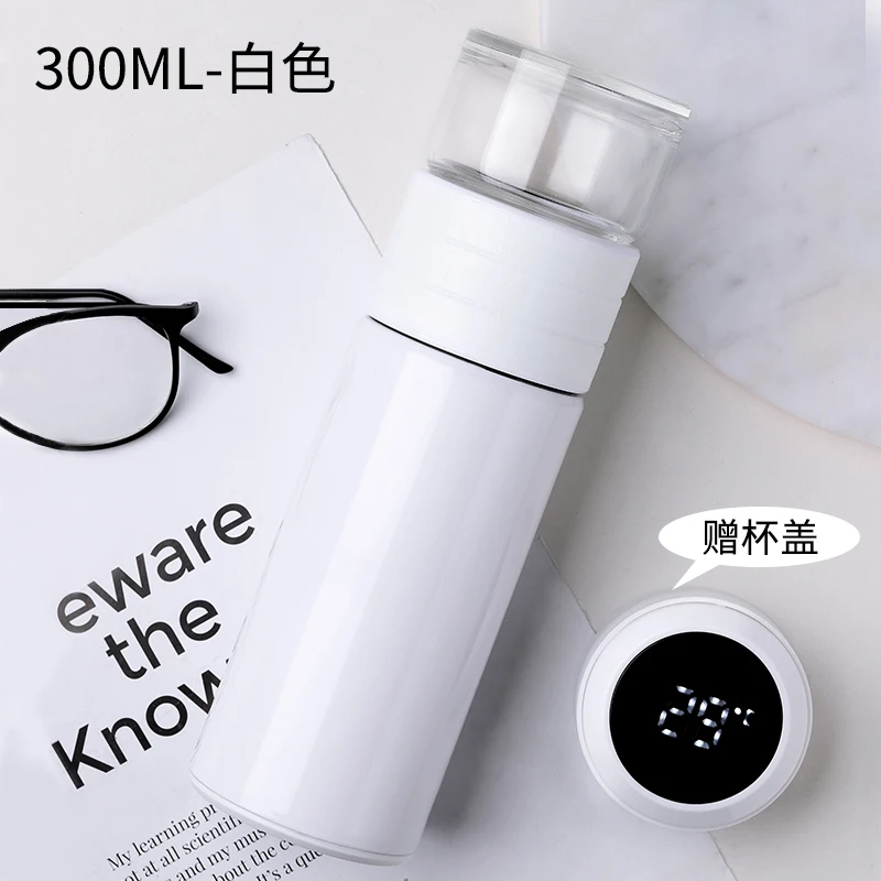 white 300ml Новейшая модель; с двойной крышкой термос 304 Нержавеющая сталь с двойными стенками из нержавеющей стали Вакуумная+ из высокачественного боросиликатного Чай сепаратор для офиса Для мужчин Для женщин посуда для напитков - Цвет: white 300ml