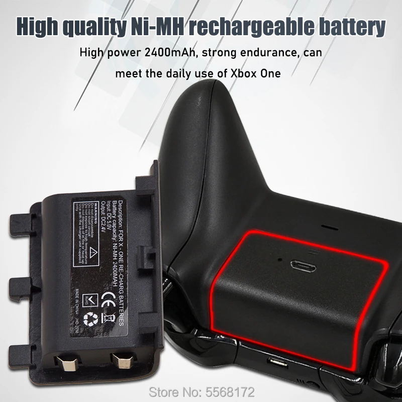 1 шт. 2400 мАч перезаряжаемые батареи + USB-кабель для XBOX ONE Аккумулятор джойстика