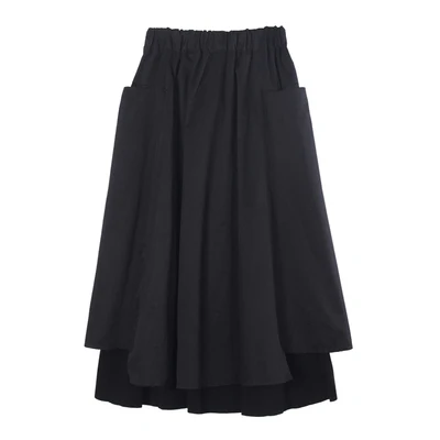 Новая стильная зимняя тёмная Двухслойная юбка с асимметричным подолом | Женская