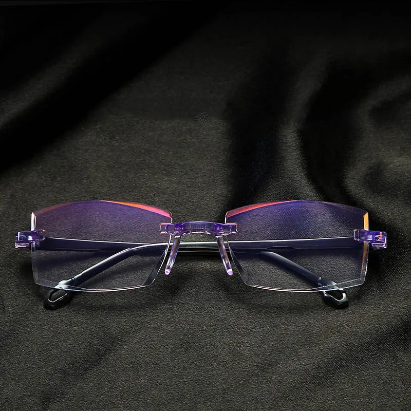 

Men Women Rimless Reading Glasses Bifocal Far Near Anti Blue Light Magnification Eyewear Presbyopic Glasses Diopter +150 +200