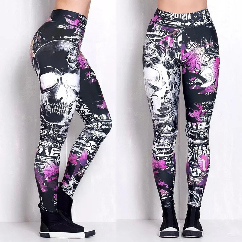 

Autumn Spring Women Leggings Hip-hop Skull Printed Loose Oversized Fashion Long Pants High Street Gothic Vintage Sport Pants