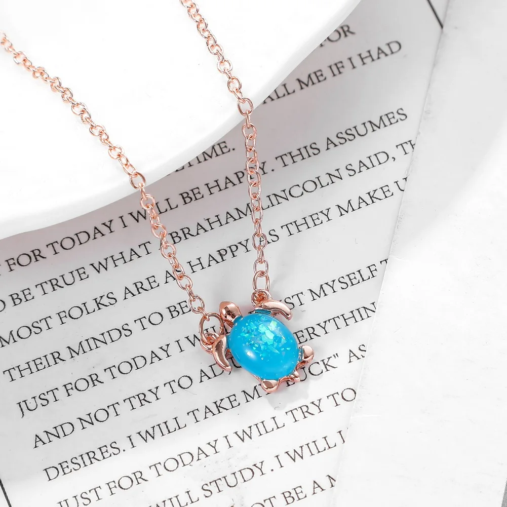 Женское и мужское ожерелье из смолы колье с подвеской в виде черепахи голубого