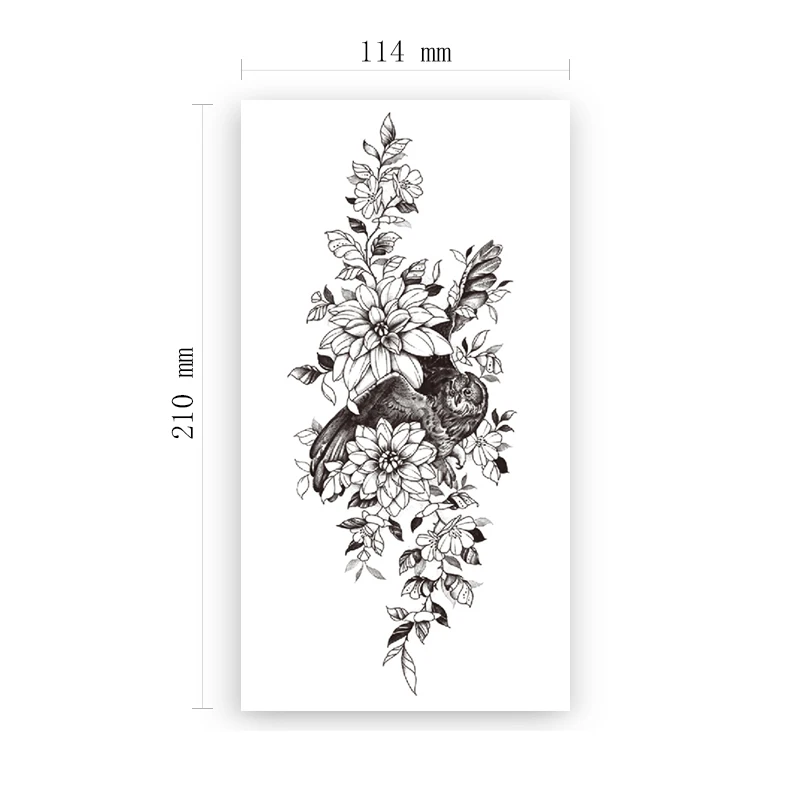 

Waterproof Temporary Tattoo Sticker Black Swallow Bird Plain Flower Design Fake Tattoos Flash Tatoos Arm Body Art for Women Girl