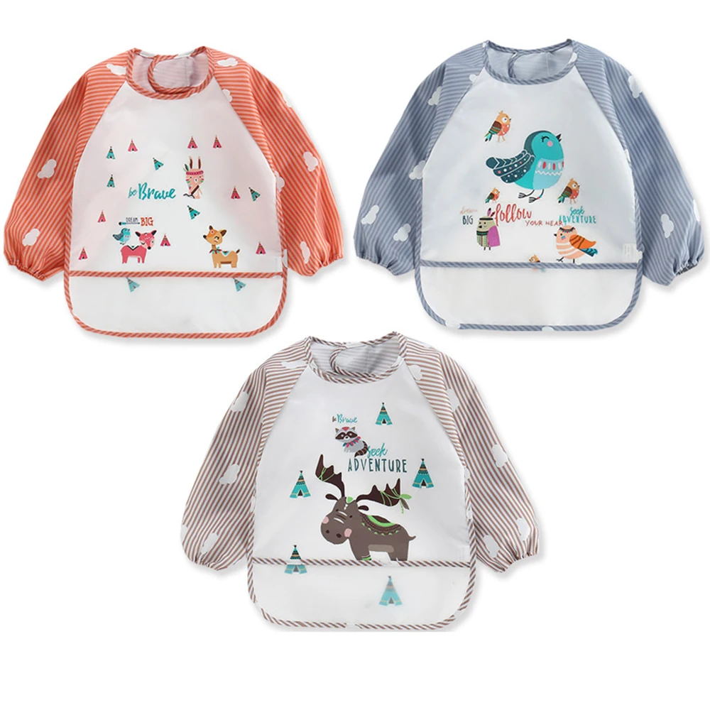 

Cartoon Animal Waterproof Baby Kids Toddler Long Sleeve Scarf Pocket Bibs Burp Cloth Feeding Apron Eating Kids Anti-dressing