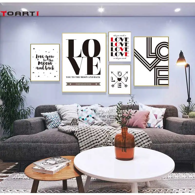 Современная любовь Цитата печатные плакаты мультфильм милые пары холст картина