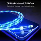 Светящийся светодиодный Usb C зарядный кабель магнитные зарядные провода кабель Usb-c для iPhone 11 Pro Max Samsung A90 A70 Redmi Note 8