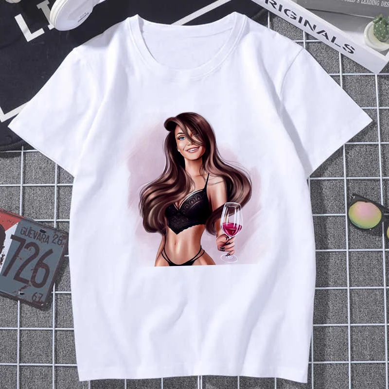 

Harajuku Sexy Beauty Makeup Print Tshirt Leisure Short Sleeve Streetwear T-shirt Women Clothes 2020 Summer Thin Section T Shirt