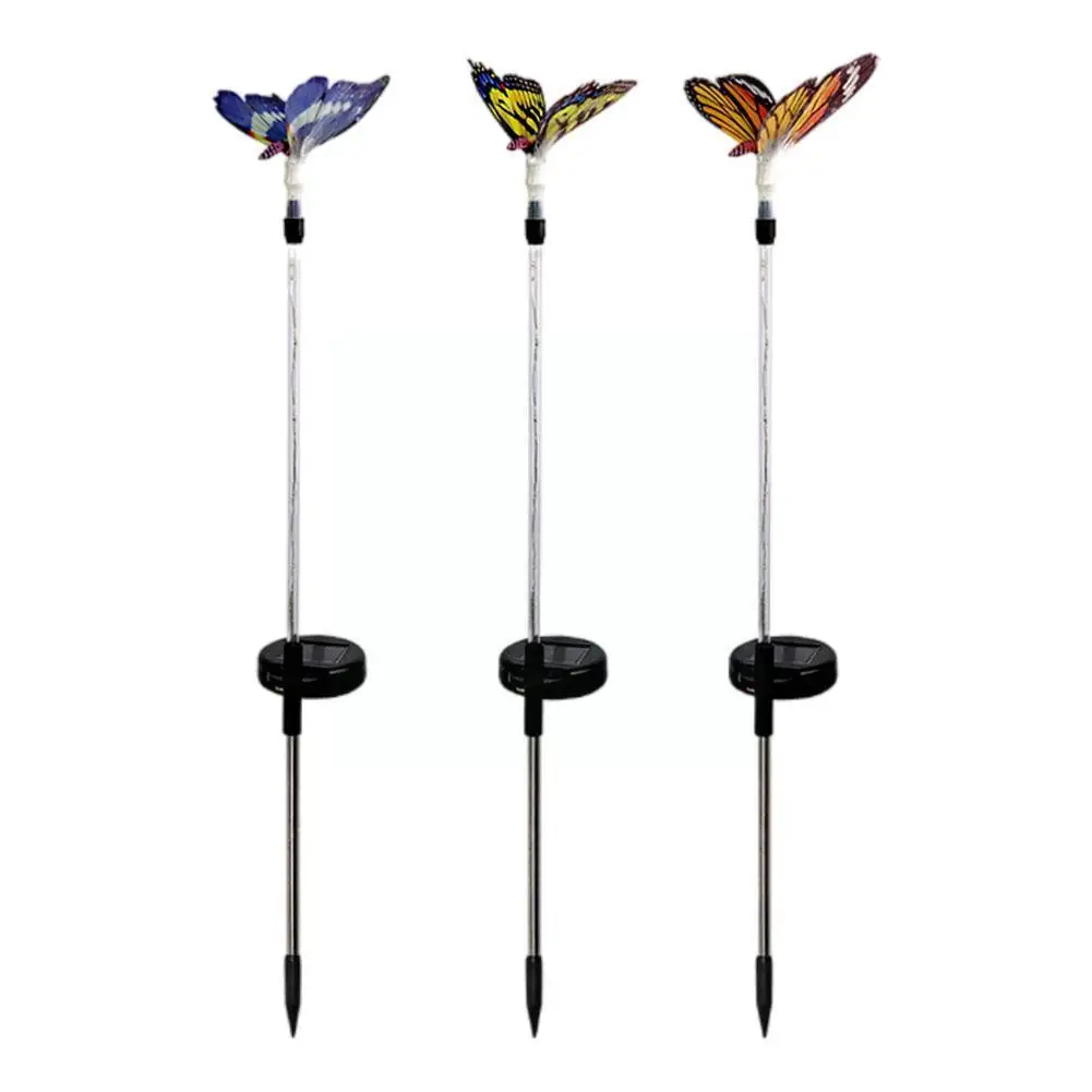 3 шт. цветные солнечные волоконно оптические лампы в форме бабочки для наружного