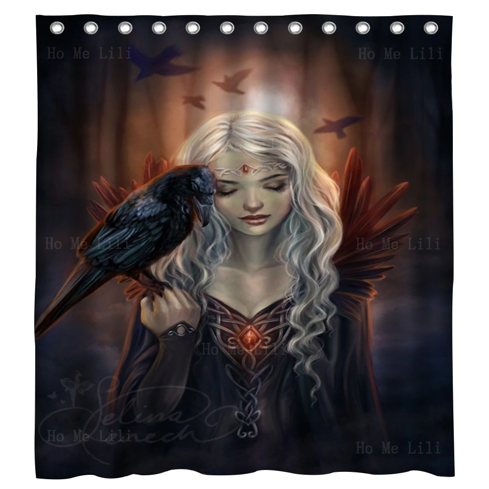 

Darkness Fantasy Girl Ideas Crow Witch Owl Princess Morrigan Goddess Fairy Art Shower Curtain By Ho Me Lili Bathroom Decor