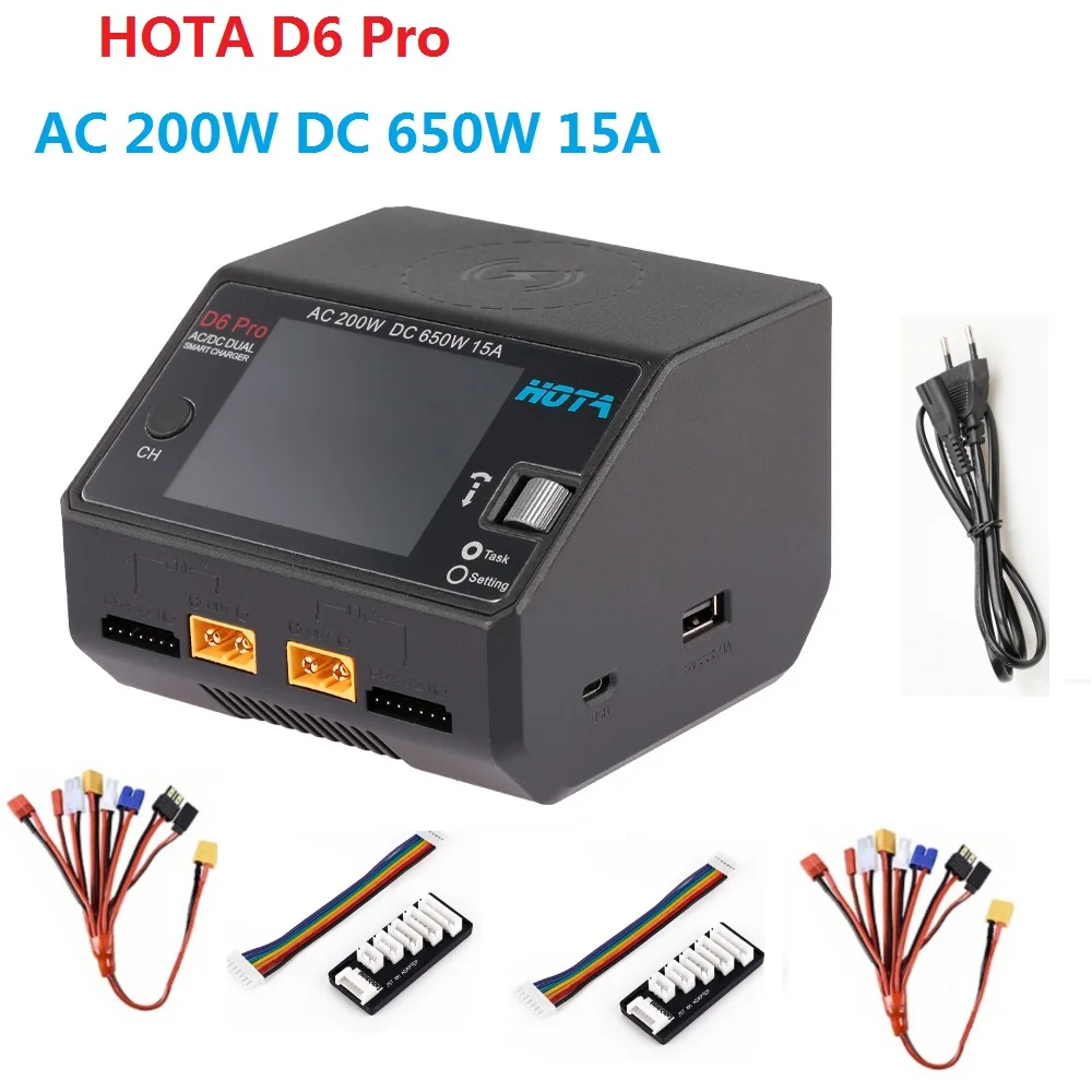 hota d6 pro ac 200w dc 650w 15a lipo charger with wireless charging for niznnicdnimh battery au plug black free global shipping