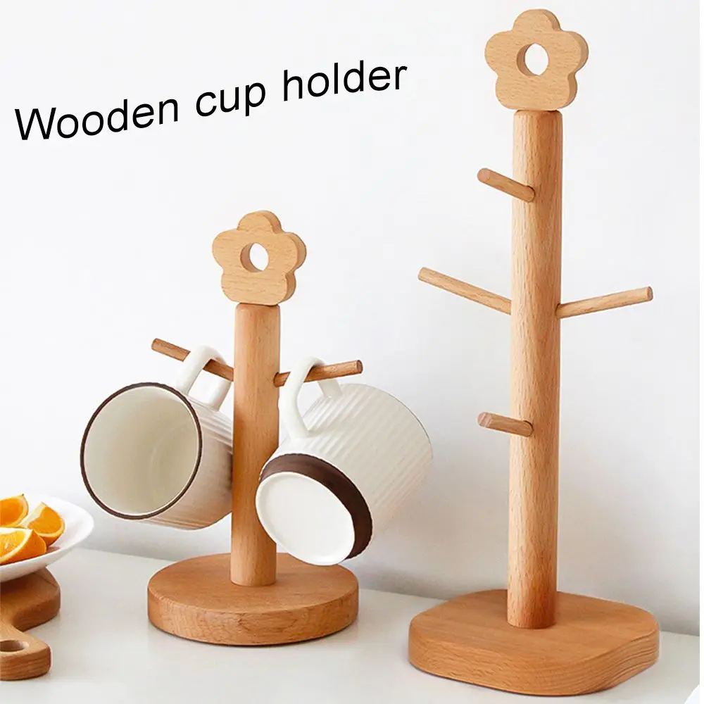 

Kitchen Tree Shape Coffee Cup Storage Holder Cup Holder Wood Hanging Rack Drinkware Shelf