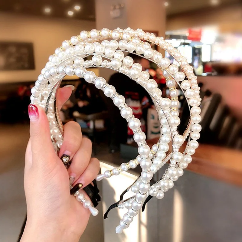 

Women Elegant Full Pearls Hairbands Simple Sweet Headband Hair Hoops Ornament Head Bands Lady Fashion Hair Accessories