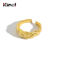 kinel brand 2020 new irregular rings for women classic design 925 sterling silver jewelry 18k real gold plated ring wholesale