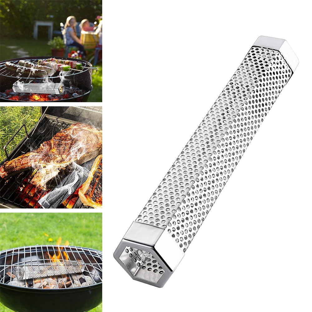 

12 Inch BBQ Smoke Generators Portable Barbecue Smoke Generator Hexagon BBQ Wood Pellet Tube Smoker Outdoor Cooking BBQ Tools