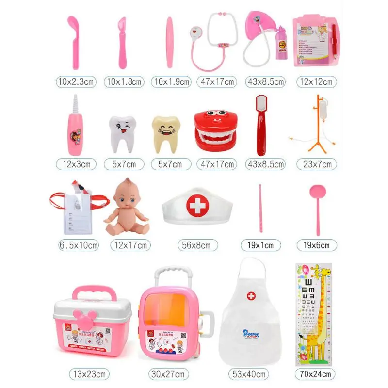 

37Pcs Doctor Costume Pretend Role Play Simulated Medical Dentist Toys Carrying Case Dress-Up Game with Electronic Stethoscope