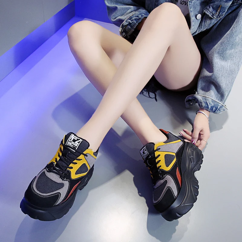 Bjakin женские кроссовки на толстой подошве 7 см спортивная обувь высоком каблуке