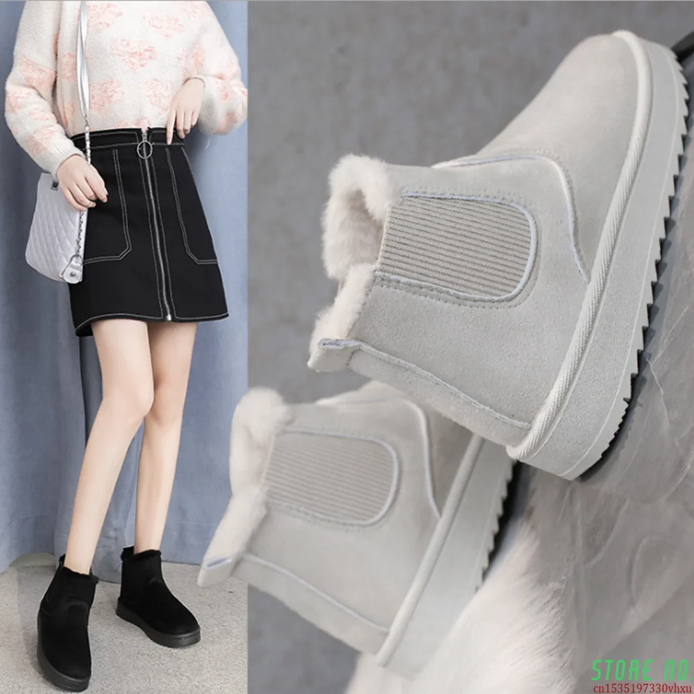 

Snow Boots Women 2021 New Thick Velvet Large Size Winter Fashion Warmth One-step Short Boots Cotton Shoes Women's Cotton Shoes