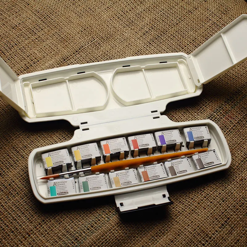 

Портативный однотонный водный пигмент для колледжа, 12 цветов, случайная кисть