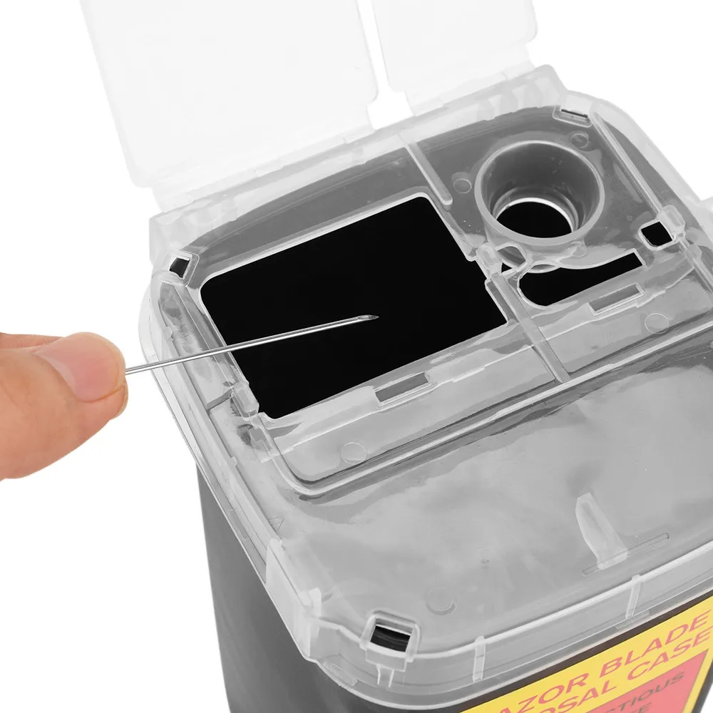 ATOMUS 1pc Tattoo Sharps Container Danger Biohazard Gathering Barrel Supplies Garbage Mini Trash Can For Needles Tools | Красота и