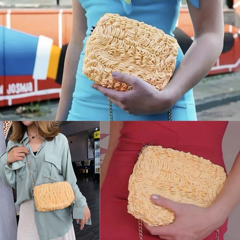 Оригинальная сумочка 3D забавная мини-сумка на плечо сумка через плечо на молнии новая имитирующая мгновенная лапша сумка женская цепочка Bolsa