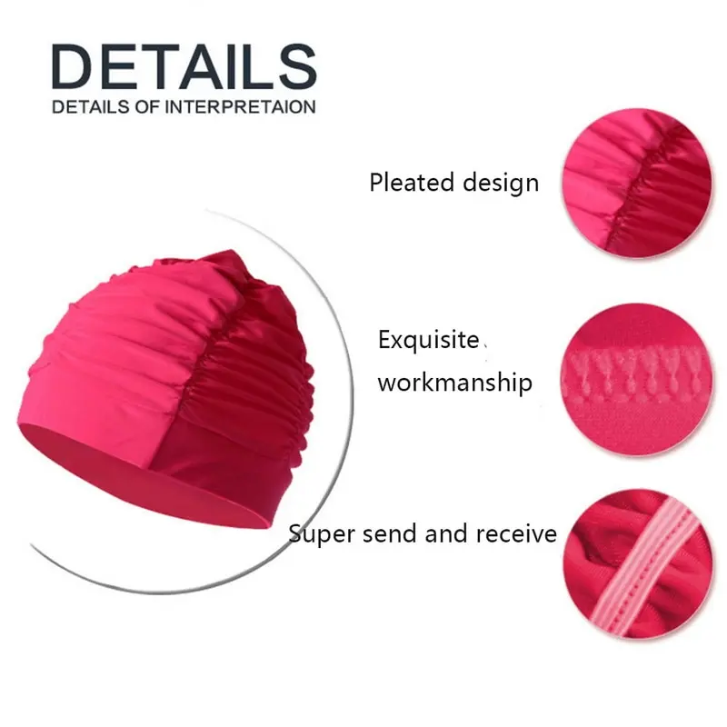 

2020 Sexy Swimming Cap Womens Long Hair Swim Hat Outdoor Activities Solid Cap Bathing Stretch Sports Seaside Fold Girl Hat