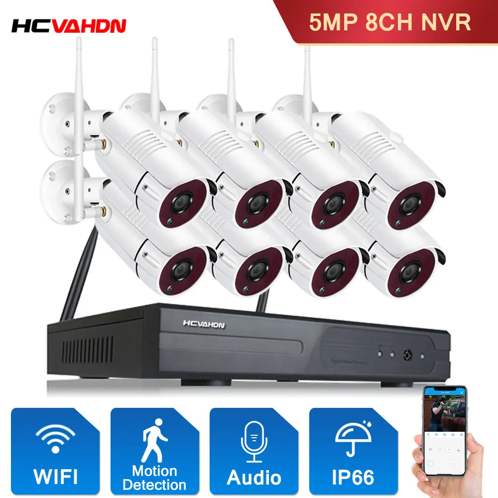 

CCTV WIFI 5MP NVR Video Surveillance Kit 8CH Outdoor Waterproof Security Camera Wireless Wifi HD CCTV IP Monitoring Camera Set