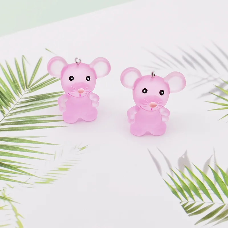 10 шт. прозрачный улыбающийся Мышонок с крюком из смолы Kawiai мультфильм животных