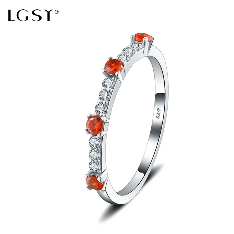 

LGSY 925 Sterling Silver Rings Fine Jewelry Round Rings Romantic Fastion Red Crystal Sweet Ring For Women Fine Jewelry DR1041