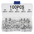 100 шт., алюминиевые заклепки с плоской головкой M3 M4 M5 M6 M8