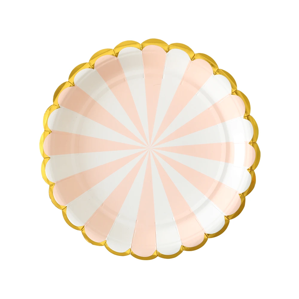 Золоченая Высококачественная одноразовая посуда набор розовых и зеленых