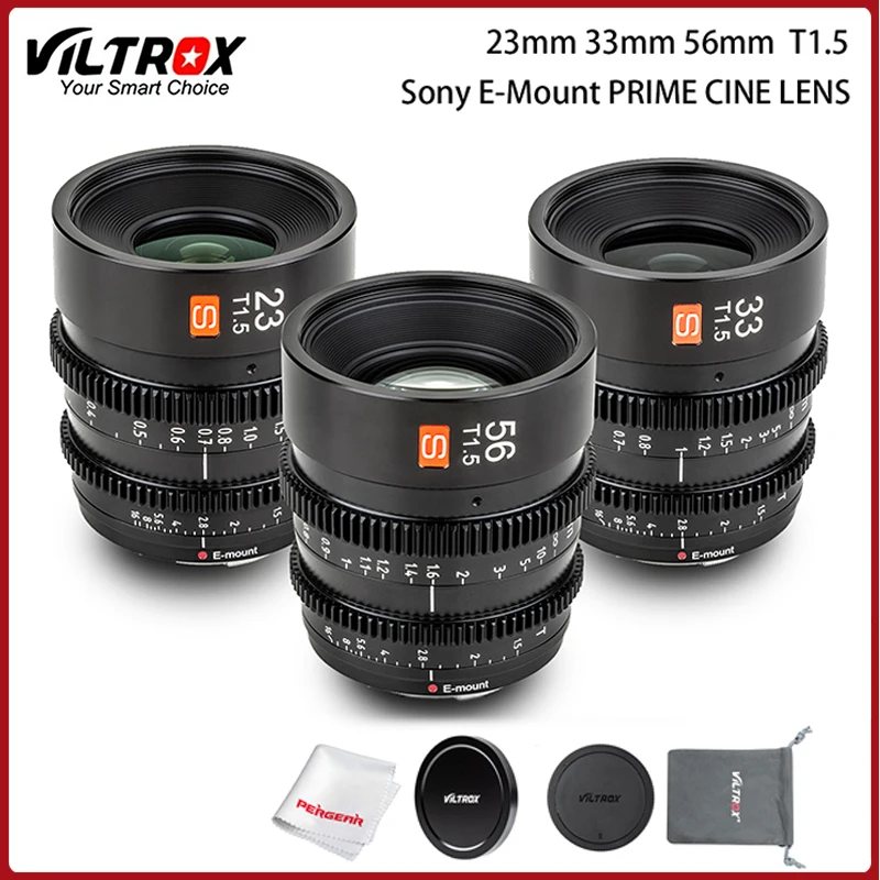 Viltrox 23/33/56mm T1.5 Cine Lens E-mount Large Aperture Manual Focus Compact APS-C for Sony E Mount Camera | Электроника