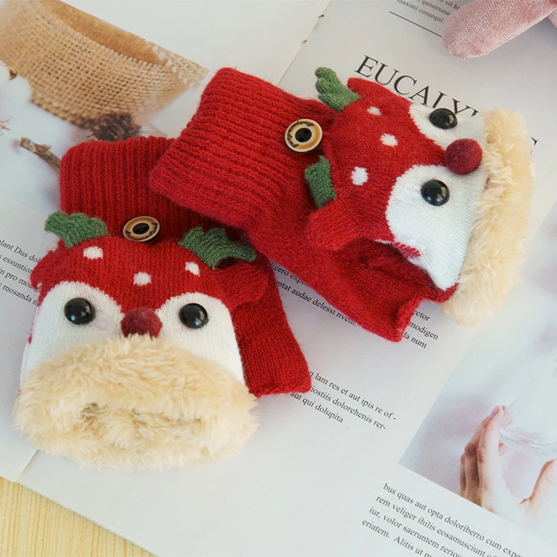 

Children Winter Animal Gloves Teens Cotton Velvet Thick Warm Gloves Cat Panda Racoon Unicorn Design for Boys Girls Mittens
