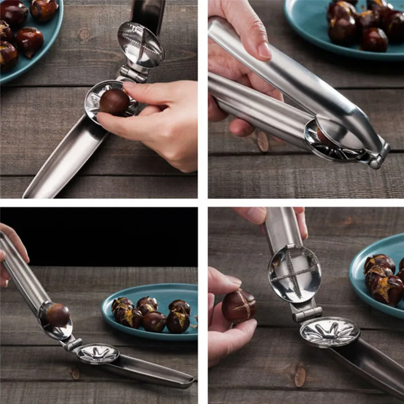 2-в-1 быстрая нож с зажимом для каштанов Щелкунчик Шеллер щипцы грецких орехов