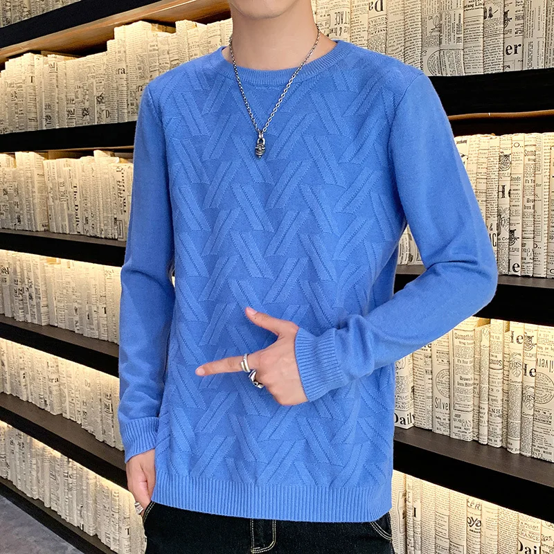 

2021 весенние и осенние мужские шерстяное пальто с длинными рукавами для девочек свитер с о-образной горловиной подростков тренда полосатый ...