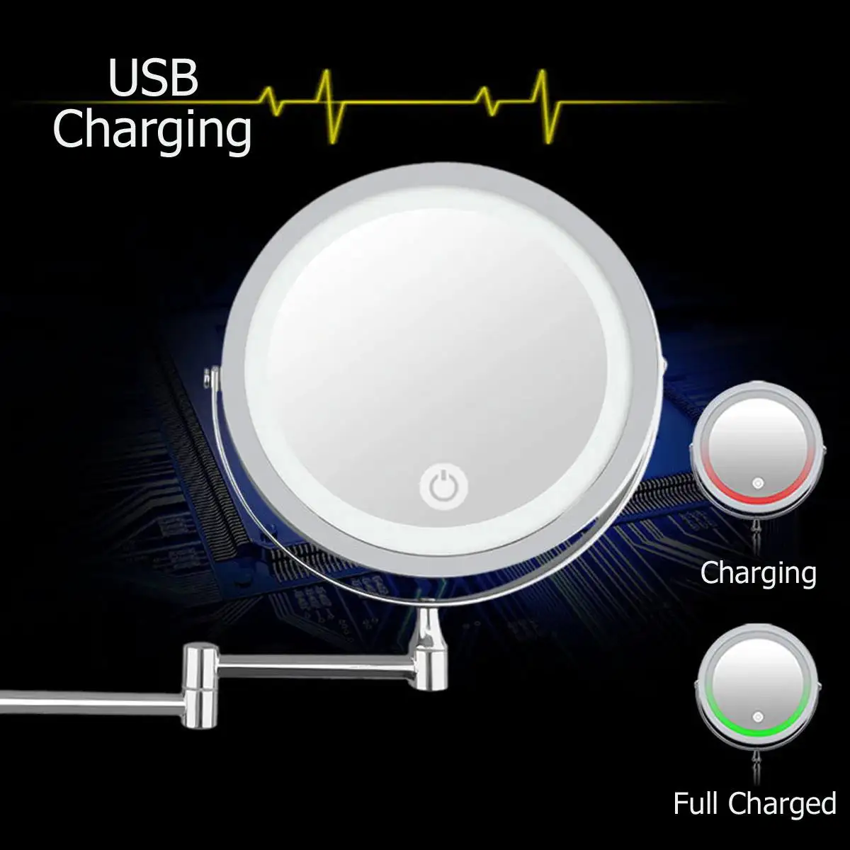 Светодиодный зеркальный светильник для макияжа складной с двойным настенным