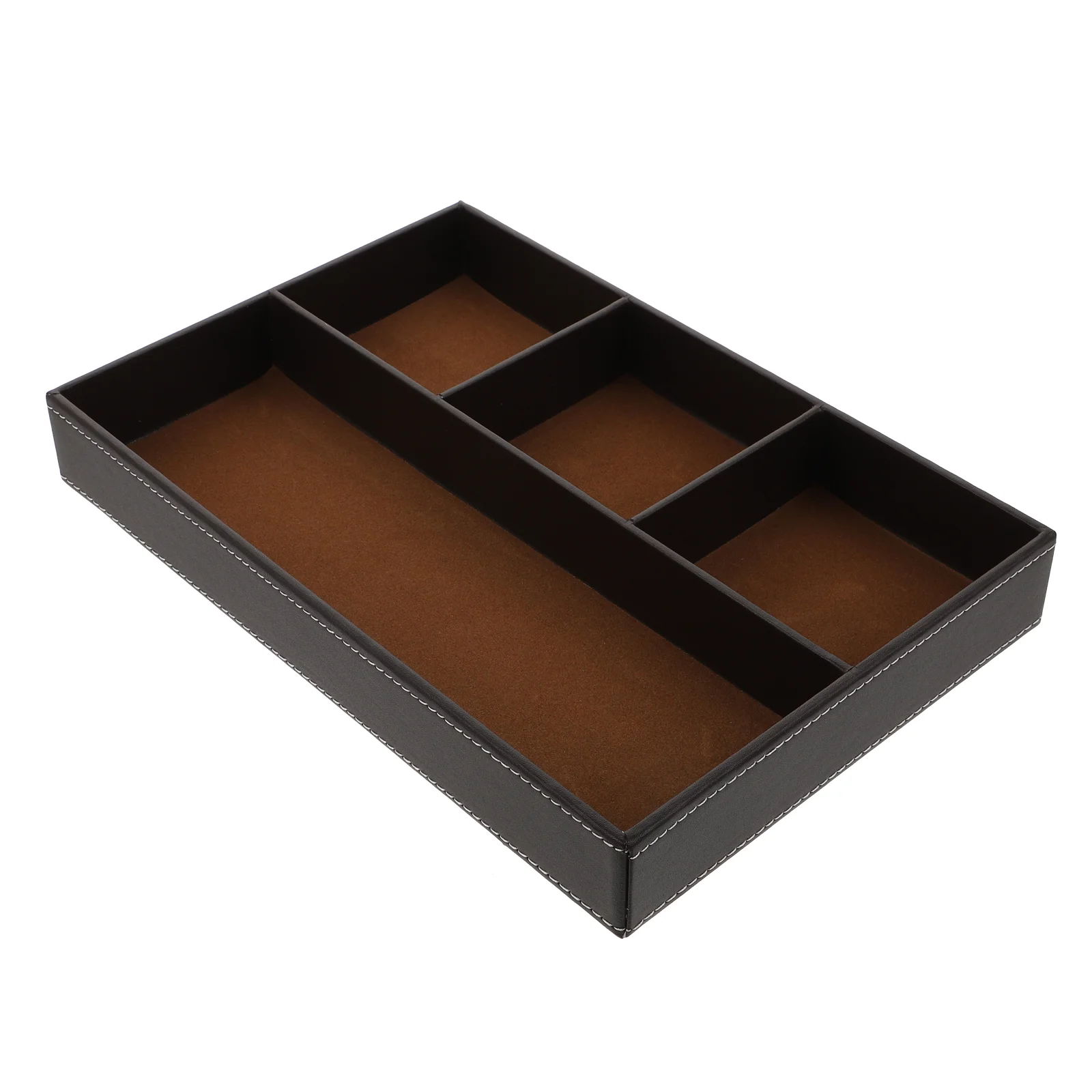

1Pc Leather Keys Desktop Storage Box Separate Storage Tray for Sundries