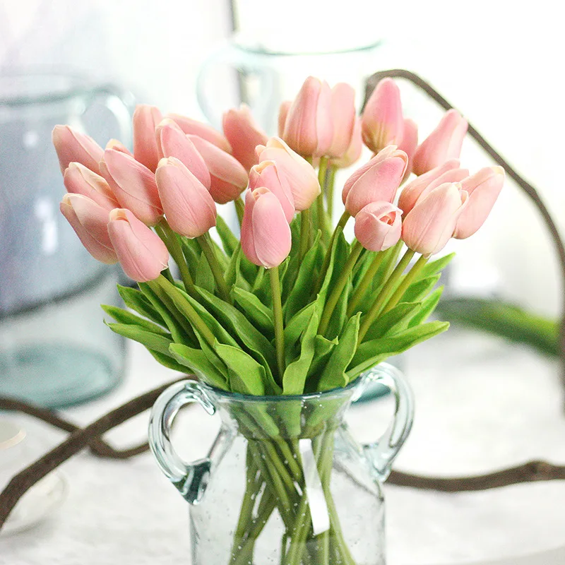 

34CM PU mini tulip flower real touch wedding flower artificial flower PU flower home wedding decoration