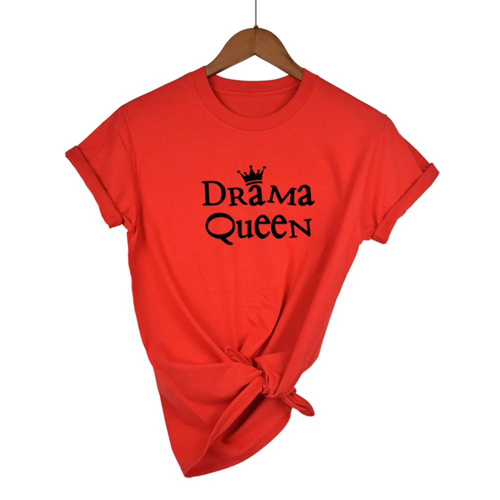 

New Fashion Brand Street Fashion DRAMA QUEEN Printed T-shirt Women's T-shirt O-neck Short-sleeved Summer Top T-shirt