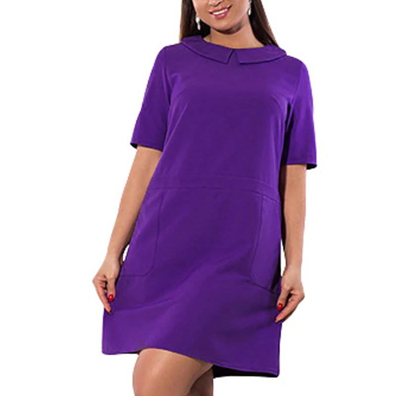 Женские Большие размеры платья летнее однотонное элегантное платье размера плюс