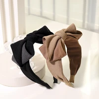 new french bow hair hoop lady fashion wash face hairbands turbann women solid color wide hair bows girls headband accessories