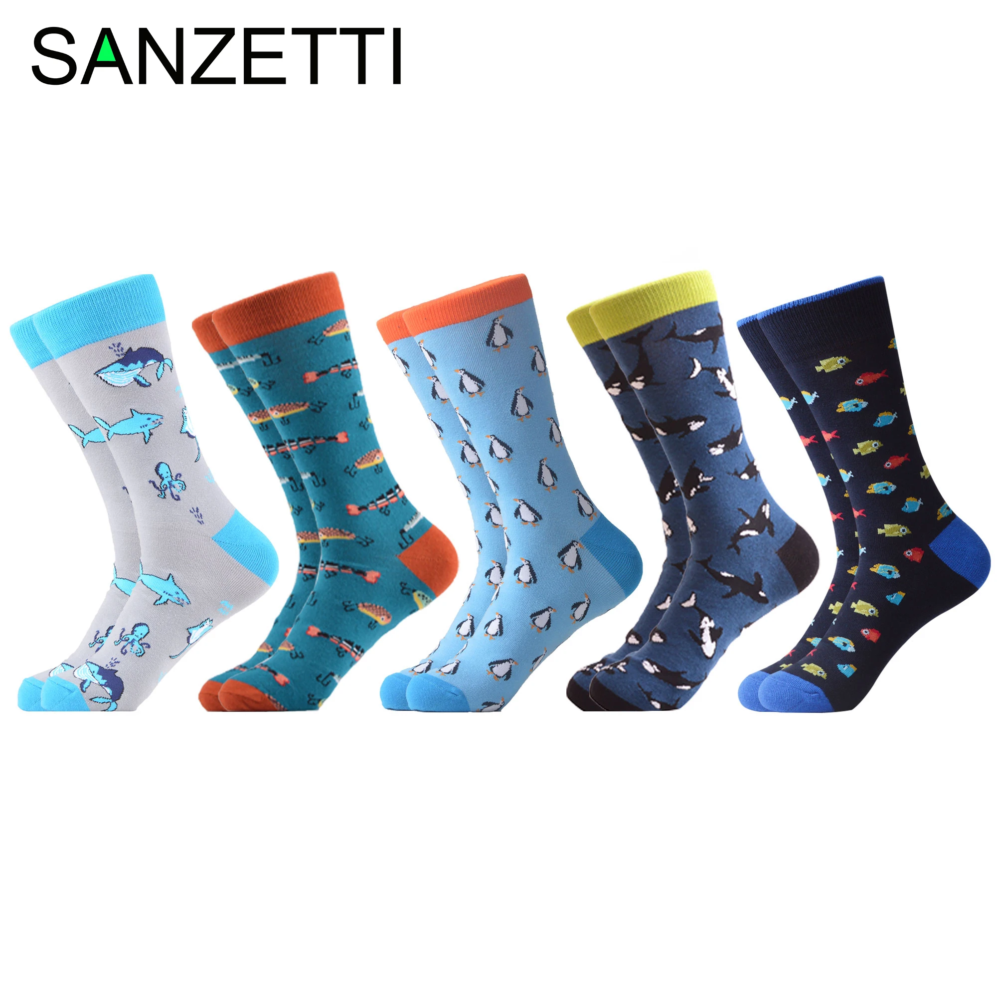 SANZETTI/5 пар хит продаж новый стиль мужские повседневные носки из чесаного хлопка