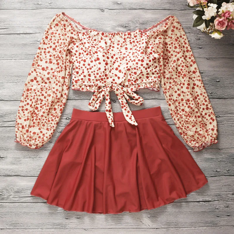 Женский комплект бикини с высокой талией из двух предметов милый купальный